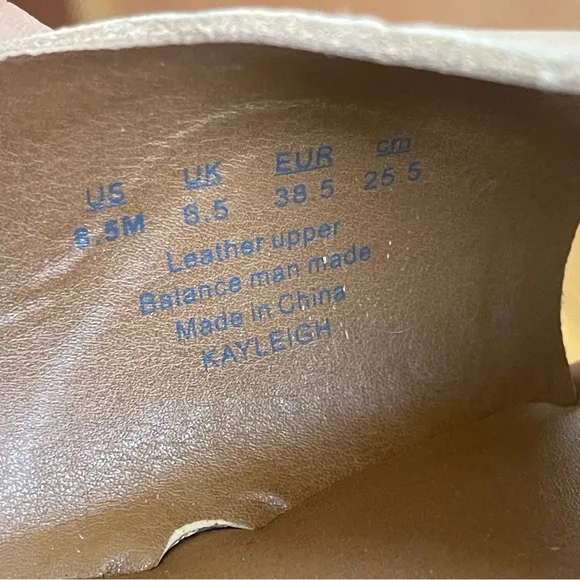 Franco Sarto Kayleigh leather flat sandals with buckle Tan Brown Sz US 8.5