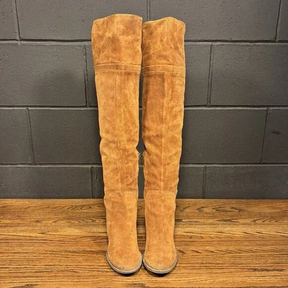 Franco Sarto L-Eckhart Brown Suede Over The Knee Boots Women’s 8