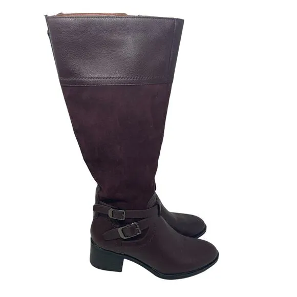 Franco Sarto Lapis Boots Womens 5.5 Burgundy Leather Suede New