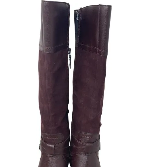 Franco Sarto Lapis Boots Womens 5.5 Burgundy Leather Suede New