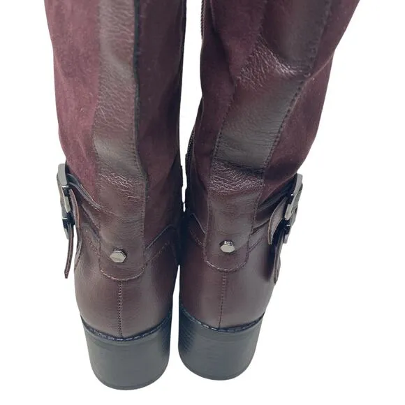 Franco Sarto Lapis Boots Womens 5.5 Burgundy Leather Suede New