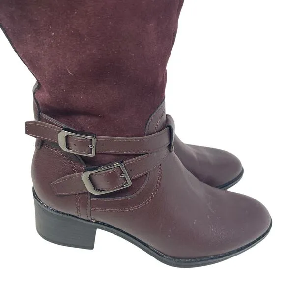 Franco Sarto Lapis Boots Womens 5.5 Burgundy Leather Suede New