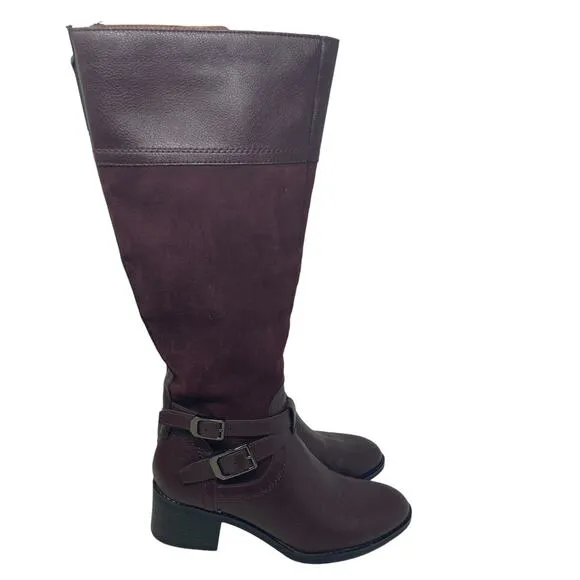 Franco Sarto Lapis Boots Womens 5.5 Burgundy Leather Suede New