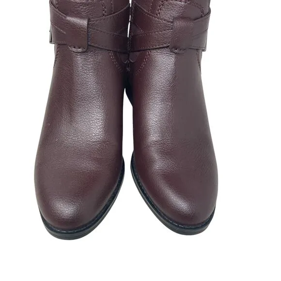 Franco Sarto Lapis Boots Womens 5.5 Burgundy Leather Suede New