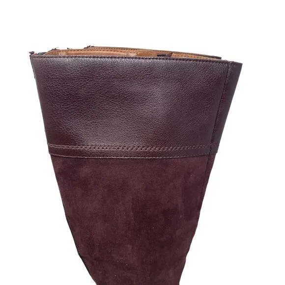 Franco Sarto Lapis Boots Womens 5.5 Burgundy Leather Suede New