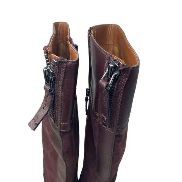 Franco Sarto Lapis Boots Womens 5.5 Burgundy Leather Suede New