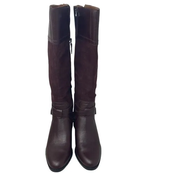 Franco Sarto Lapis Boots Womens 5.5 Burgundy Leather Suede New