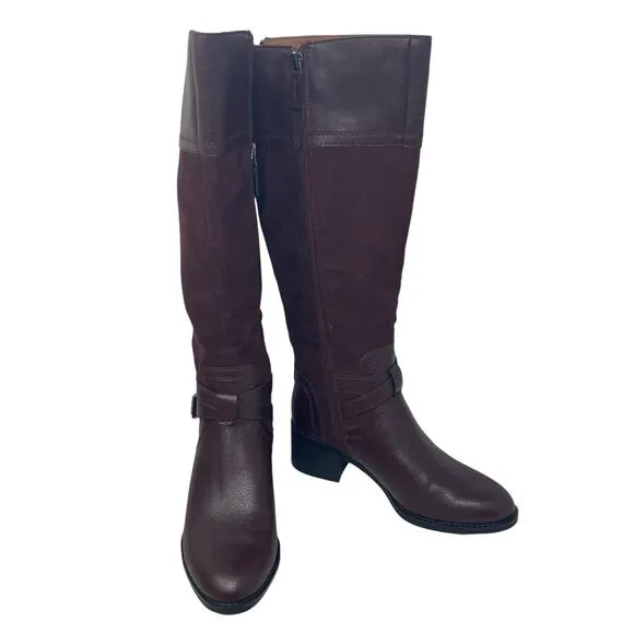 Franco Sarto Lapis Boots Womens 5.5 Burgundy Leather Suede New