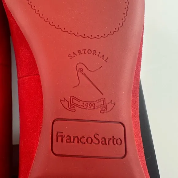 Franco Sarto Red Classic Loafers with Chain Detail