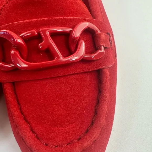 Franco Sarto Red Classic Loafers with Chain Detail