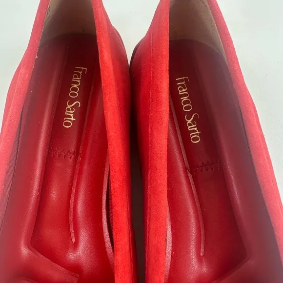 Franco Sarto Red Classic Loafers with Chain Detail