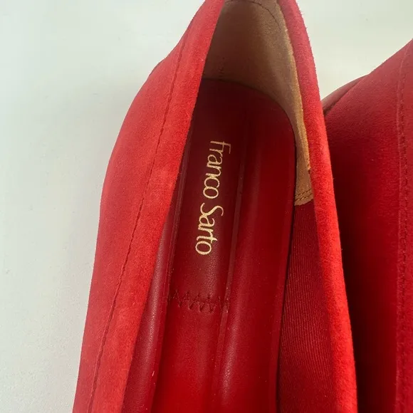 Franco Sarto Red Classic Loafers with Chain Detail
