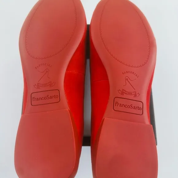 Franco Sarto Red Classic Loafers with Chain Detail