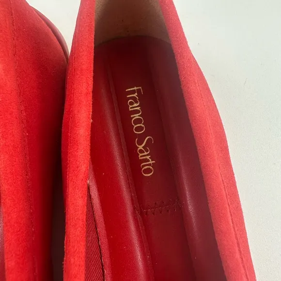 Franco Sarto Red Classic Loafers with Chain Detail