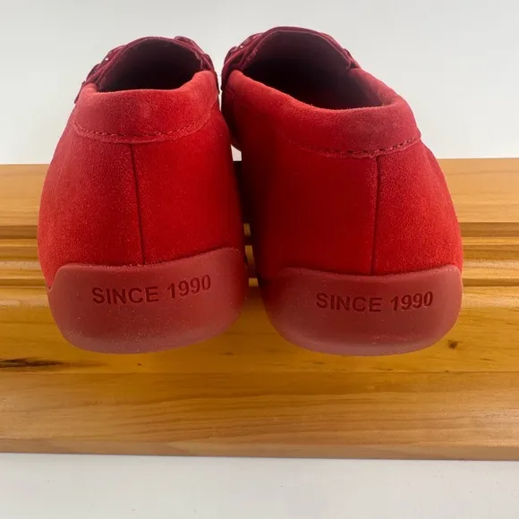 Franco Sarto Red Classic Loafers with Chain Detail