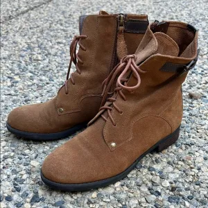 Franco Sarto Women’s Brown Suede Lace-Up Ankle Boots