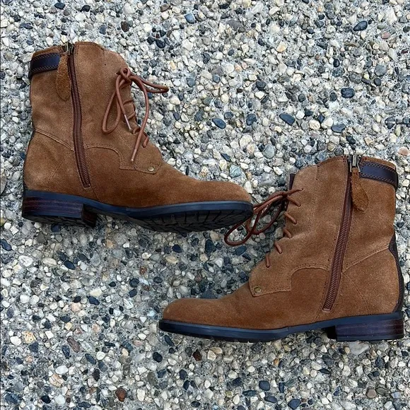 Franco Sarto Women’s Brown Suede Lace-Up Ankle Boots