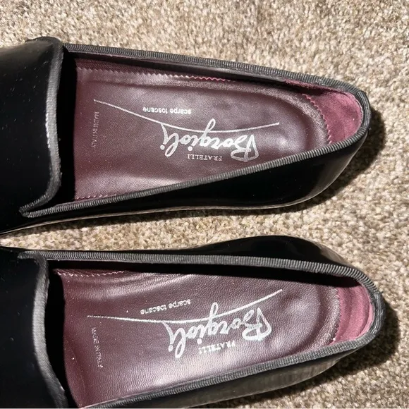 Fratelli Borgioli Men’s Size 7.5 Patent Leather Loafers Black Slip On Italian