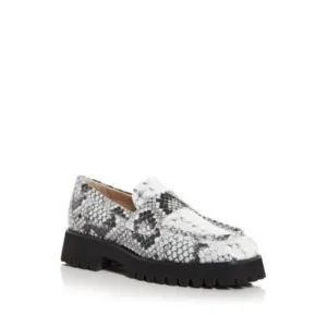 FREDA SALVADOR Womens White Crock 1&quot; Platform Notched Hana Loafers Shoes 6.5