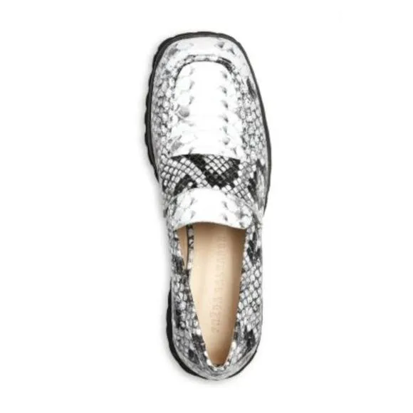 FREDA SALVADOR Womens White Crock 1&quot; Platform Notched Hana Loafers Shoes 6.5