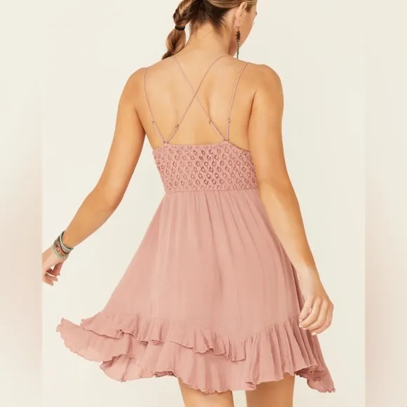 Free People Adella Slip Dress. Color: Rose. Size: S