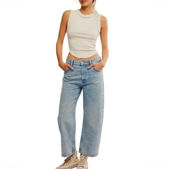 Free People &quot;We The Free&quot; Deep Trance Dropped Boyfriend Jeans NWTs Size 32