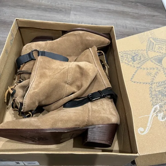 Free People Back Lace Sway Low Suede Tan Boots