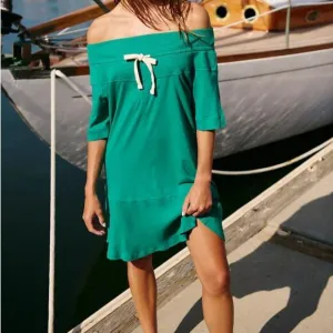Free People Beach Gemma Mini Off The Shoulder Boho Dress Cadmium Green Size XS