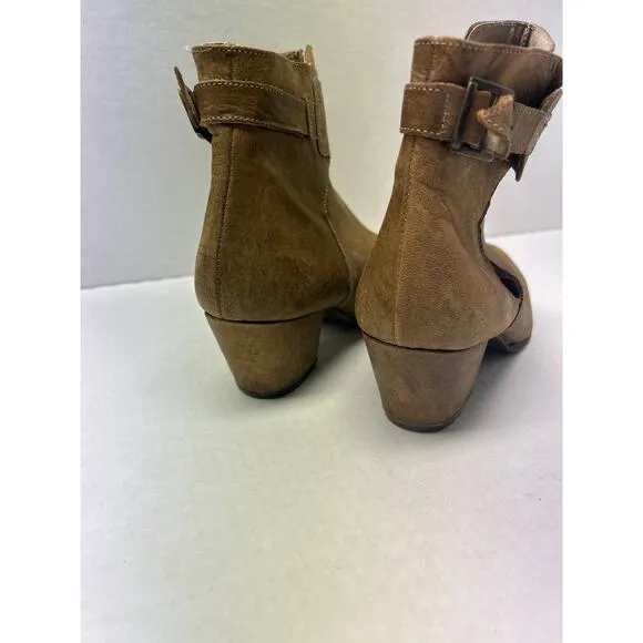 Free People Belleville Suede Leather Ankle Bootie Boots Khaki Brown 30