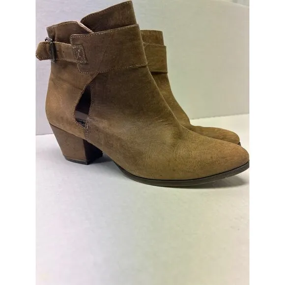Free People Belleville Suede Leather Ankle Bootie Boots Khaki Brown 30