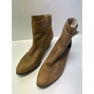 Free People Belleville Suede Leather Ankle Bootie Boots Khaki Brown 30