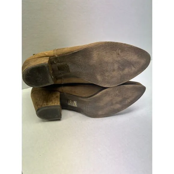 Free People Belleville Suede Leather Ankle Bootie Boots Khaki Brown 30