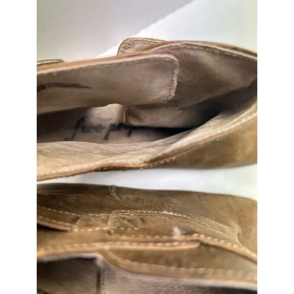 Free People Belleville Suede Leather Ankle Bootie Boots Khaki Brown 30