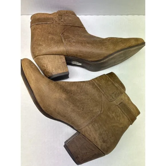 Free People Belleville Suede Leather Ankle Bootie Boots Khaki Brown 30