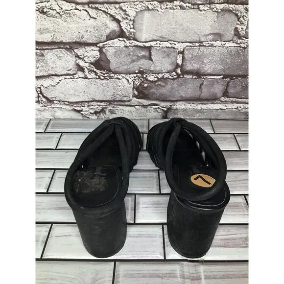 Free People Black Leather Cuban Heel Cage Strappy Sandals Women’s 37.5M US/7M US