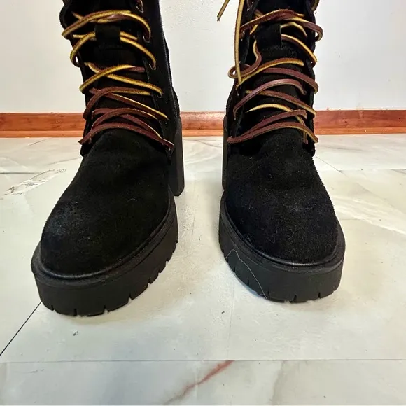 Free People Dylan Lace-Up Women's Boots Black Suede Leather Size 36