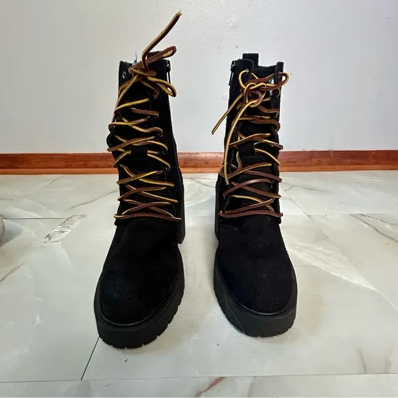 Free People Dylan Lace-Up Women's Boots Black Suede Leather Size 36