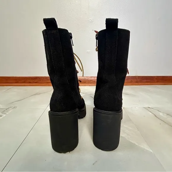 Free People Dylan Lace-Up Women's Boots Black Suede Leather Size 36