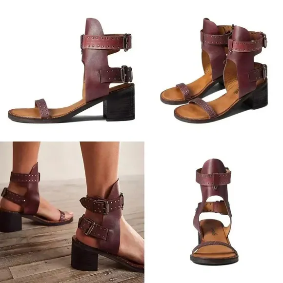 Free People Happiness Heeled Sandals in Cowboy Brown Size 38 NWOT $158