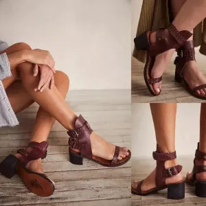 Free People Happiness Heeled Sandals in Cowboy Brown Size 38 NWOT $158