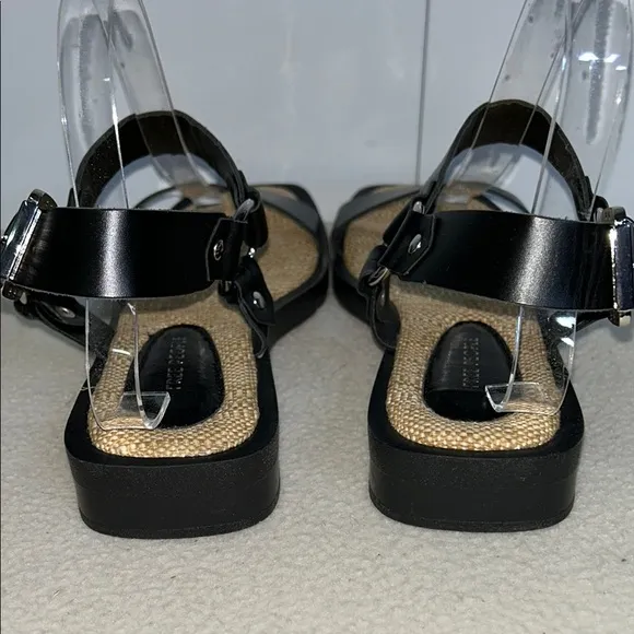 Free People Harley Black Leather Buckle Strap Sandals  (S6)