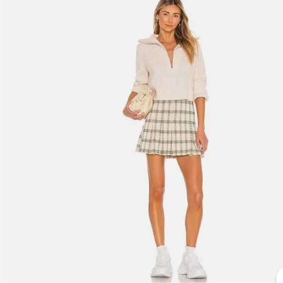 Free People Honey Pleated Skirt In Retro Sunshine Combo pink yellow cream size 6