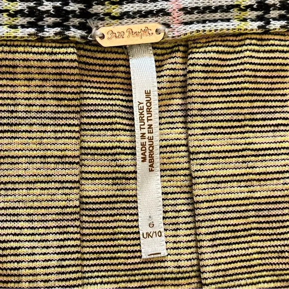 Free People Honey Pleated Skirt In Retro Sunshine Combo pink yellow cream size 6
