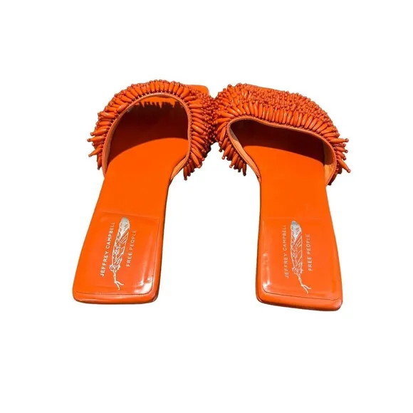 Free People JEFFREY CAMPBELL Size 7 Orange Beaded Salsa Slip On‎ Sandals #S109-5