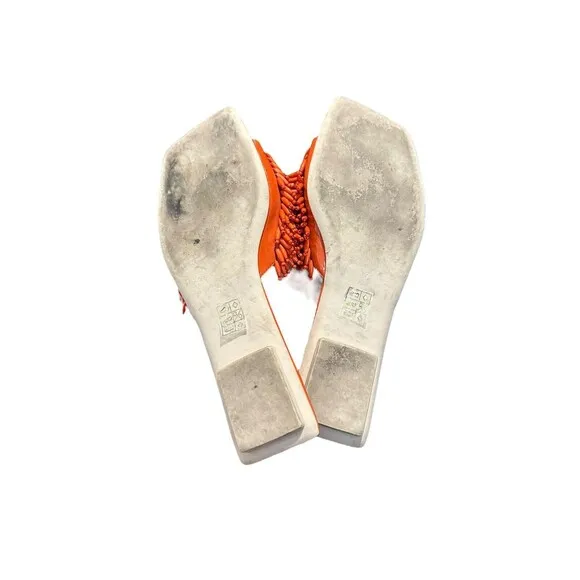 Free People JEFFREY CAMPBELL Size 7 Orange Beaded Salsa Slip On‎ Sandals #S109-5