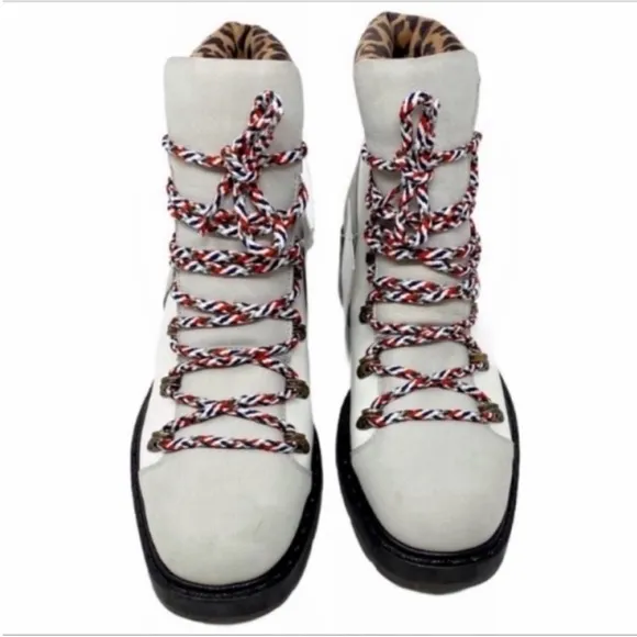 FREE PEOPLE lace up suede leopard boots NEW