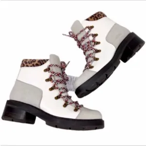 FREE PEOPLE lace up suede leopard boots NEW