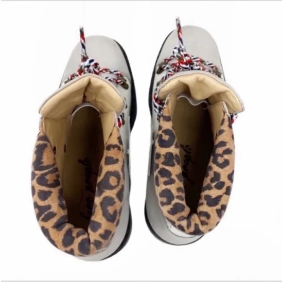 FREE PEOPLE lace up suede leopard boots NEW