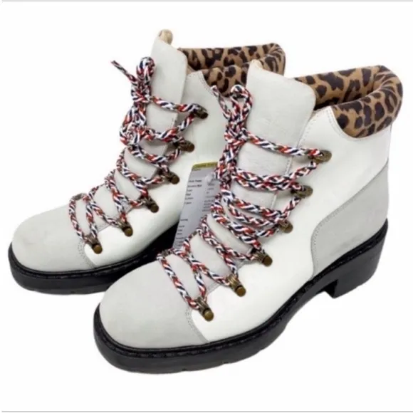 FREE PEOPLE lace up suede leopard boots NEW