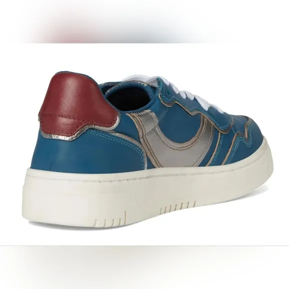 Free People Leather Retro Thirty Love Sneakers in Blue Combo